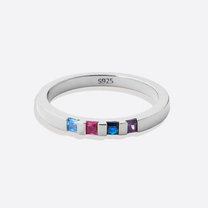 Princess-Cut Birthstone Band Ring