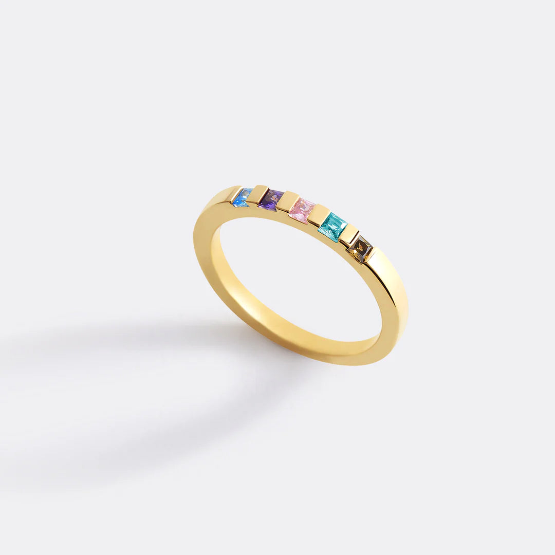 Princess-Cut Birthstone Band Ring