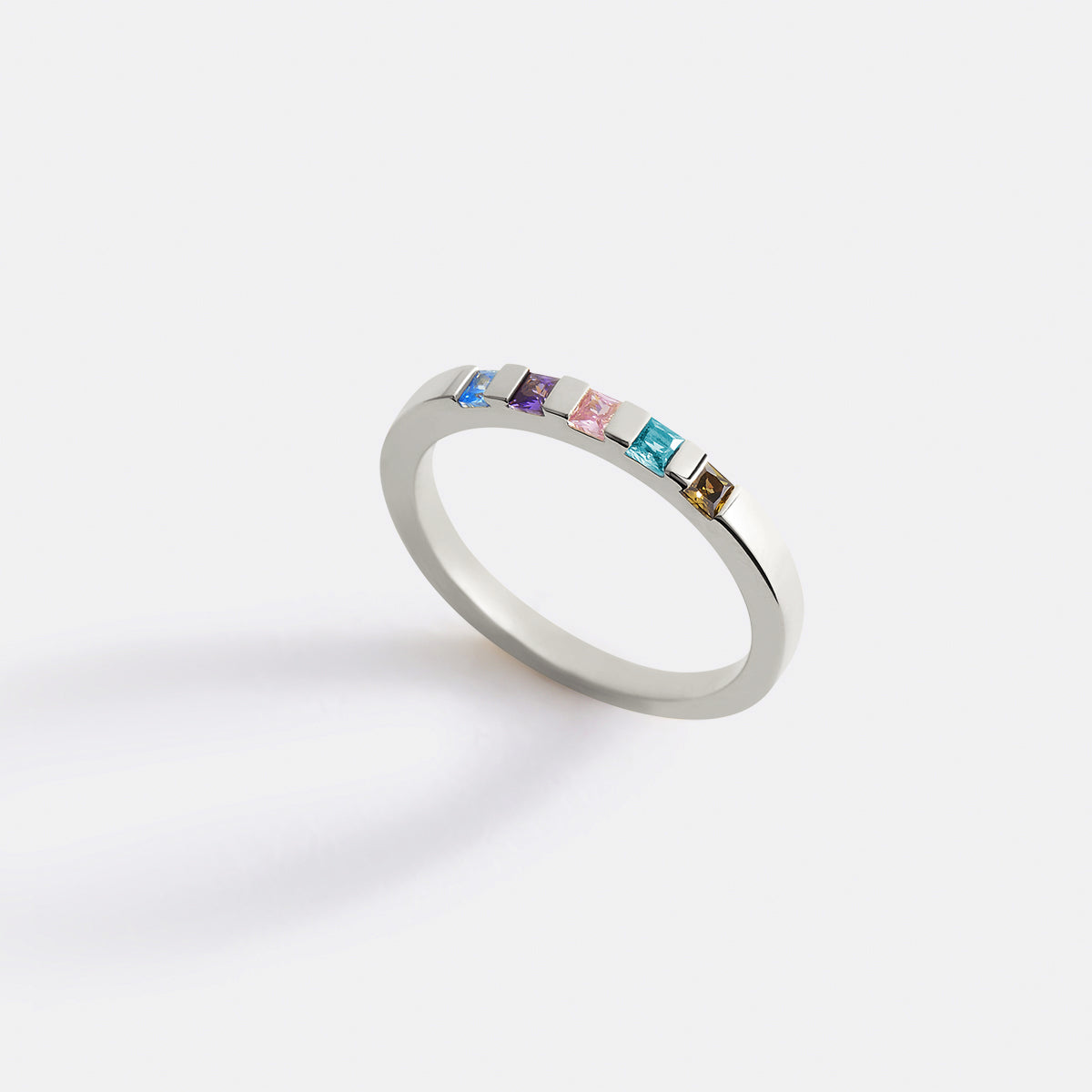 Princess-Cut Birthstone Band Ring