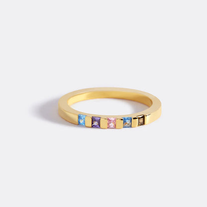 Princess-Cut Birthstone Band Ring