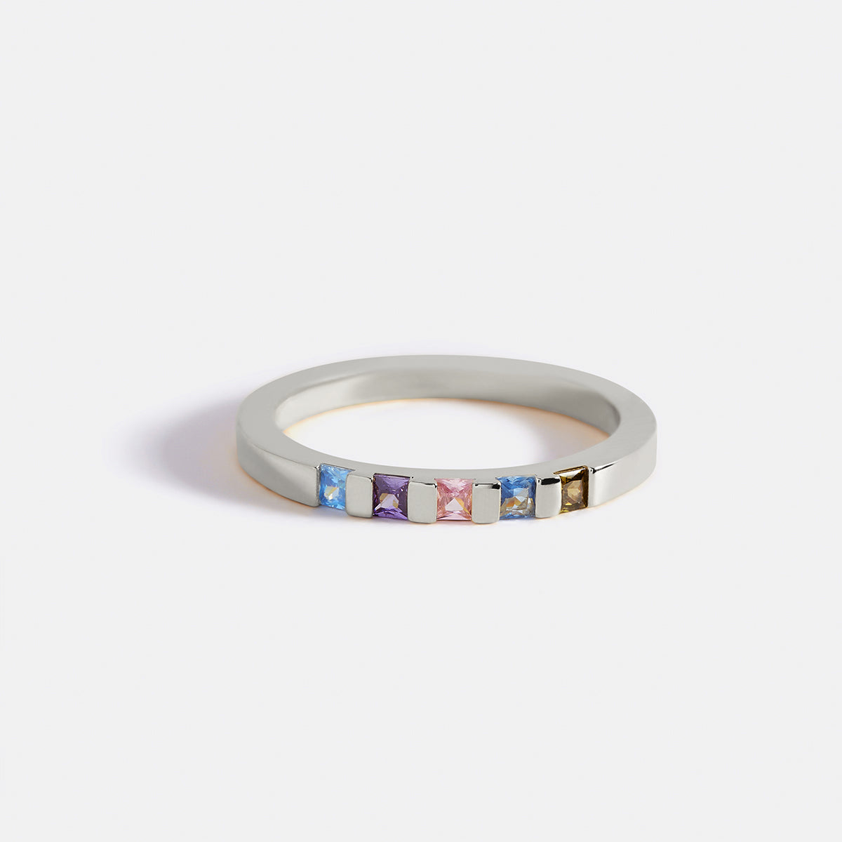 Princess-Cut Birthstone Band Ring