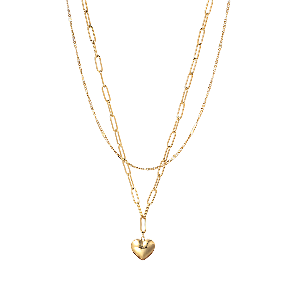 Puffy Heart Stacked Necklace