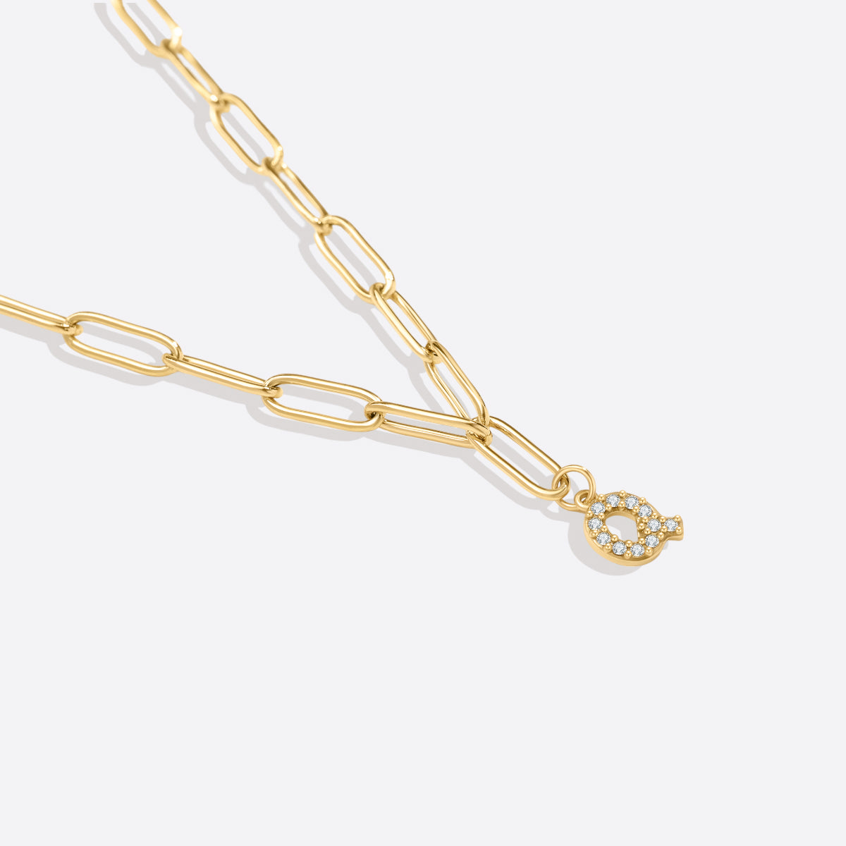 Paperclip Pave Initial Necklace