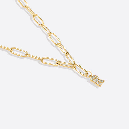 Paperclip Pave Initial Necklace