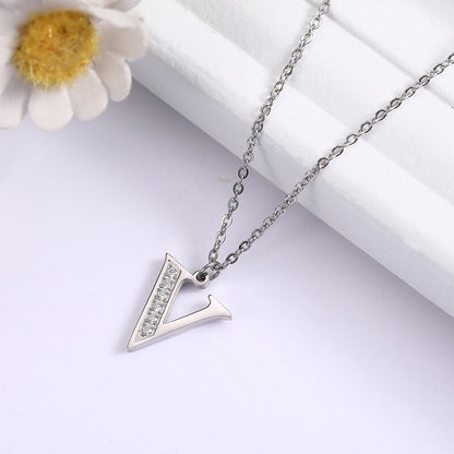 Crystal Accent Letter Satellite Necklace