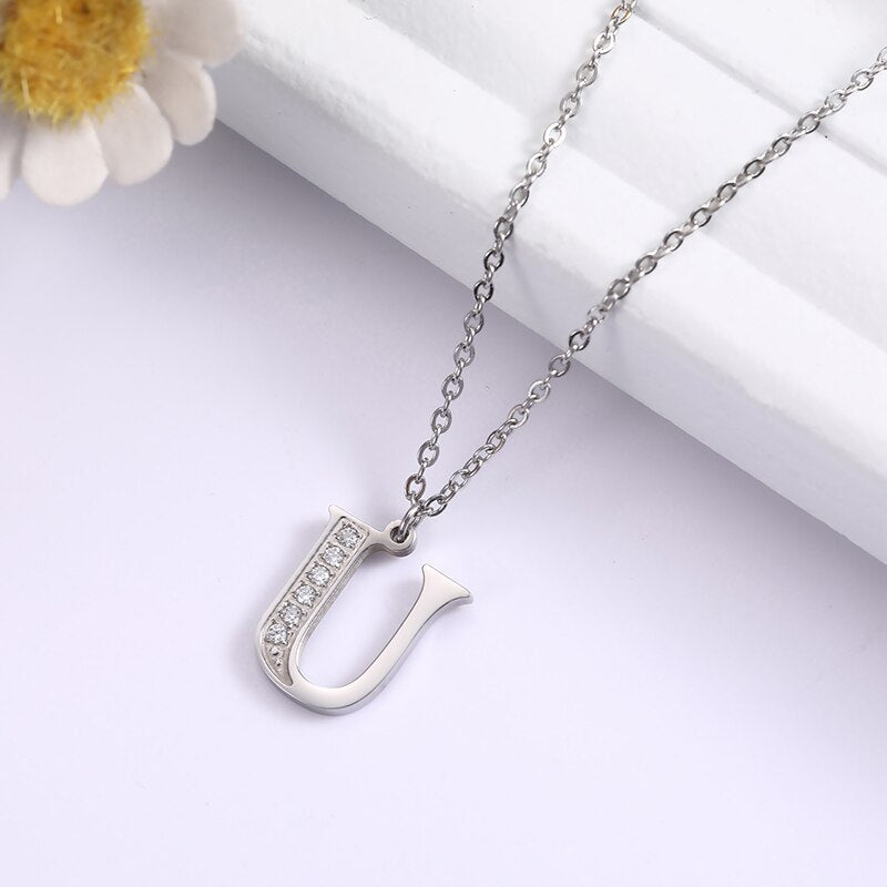 Crystal Accent Letter Satellite Necklace