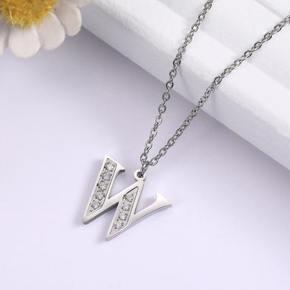 Crystal Accent Letter Satellite Necklace