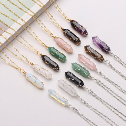 Wire-Wrapped Healing Crystal Point Necklace