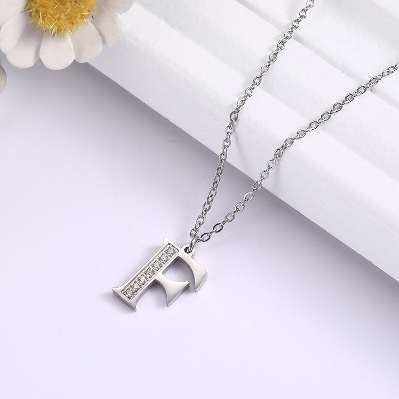 Crystal Accent Letter Satellite Necklace