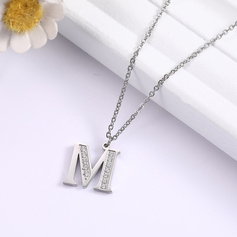 Crystal Accent Letter Satellite Necklace