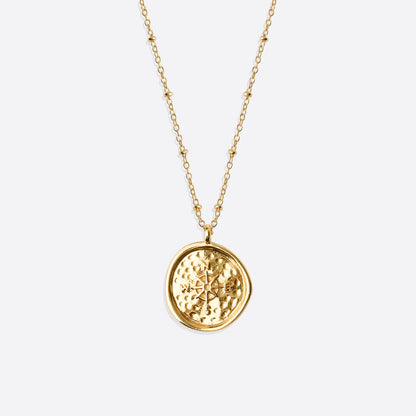 Stamped Compass Pendant Necklace