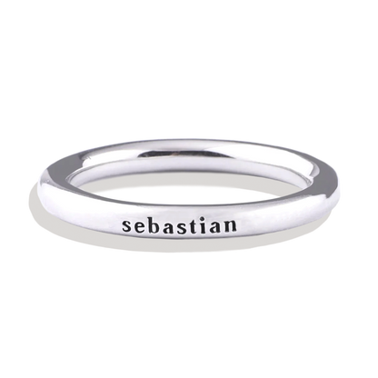 Sterling Silver Stamped Stackable Name Ring