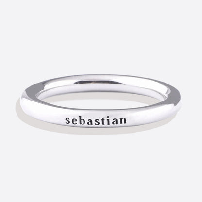 Sterling Silver Stamped Stackable Name Ring