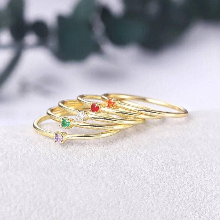 Super Dainty Birthstone Stacking Ring