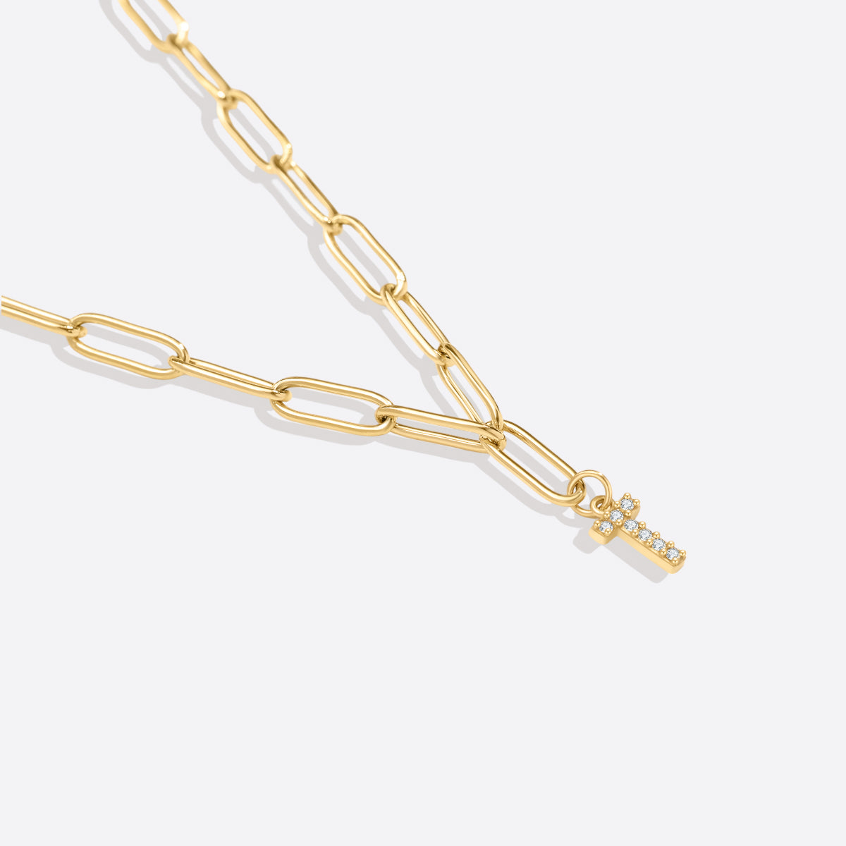 Paperclip Pave Initial Necklace