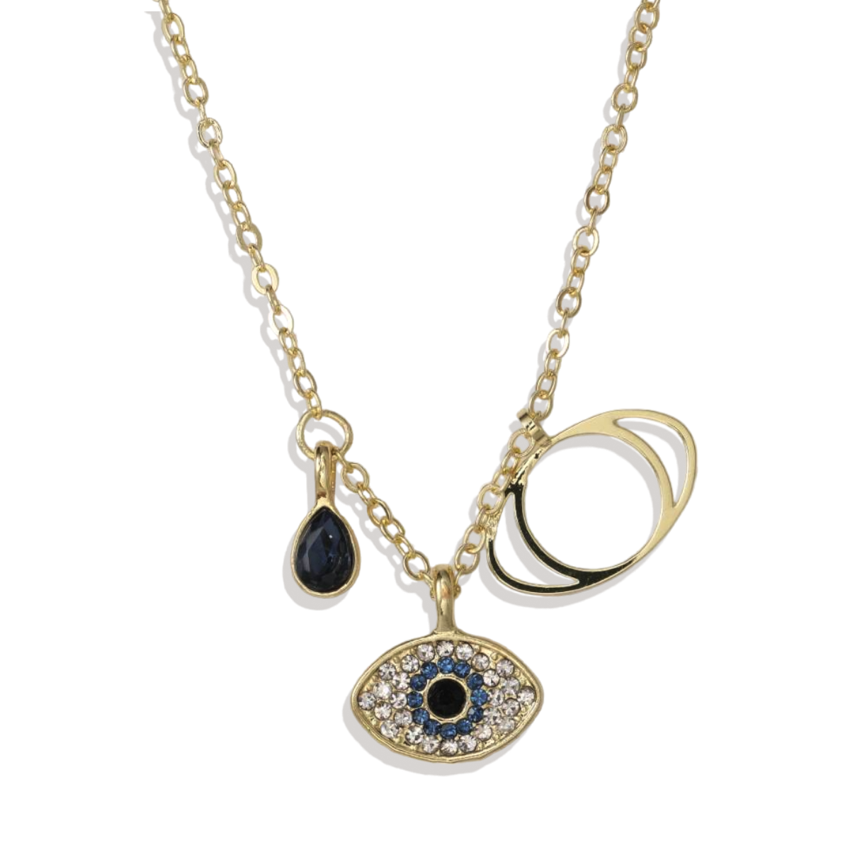 Three Charm Dainty Evil Eye Necklace