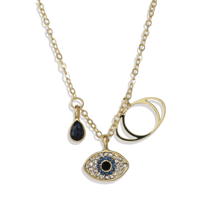 Three Charm Dainty Evil Eye Necklace