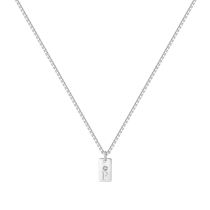 Dainty Pave Initial Tag Necklace