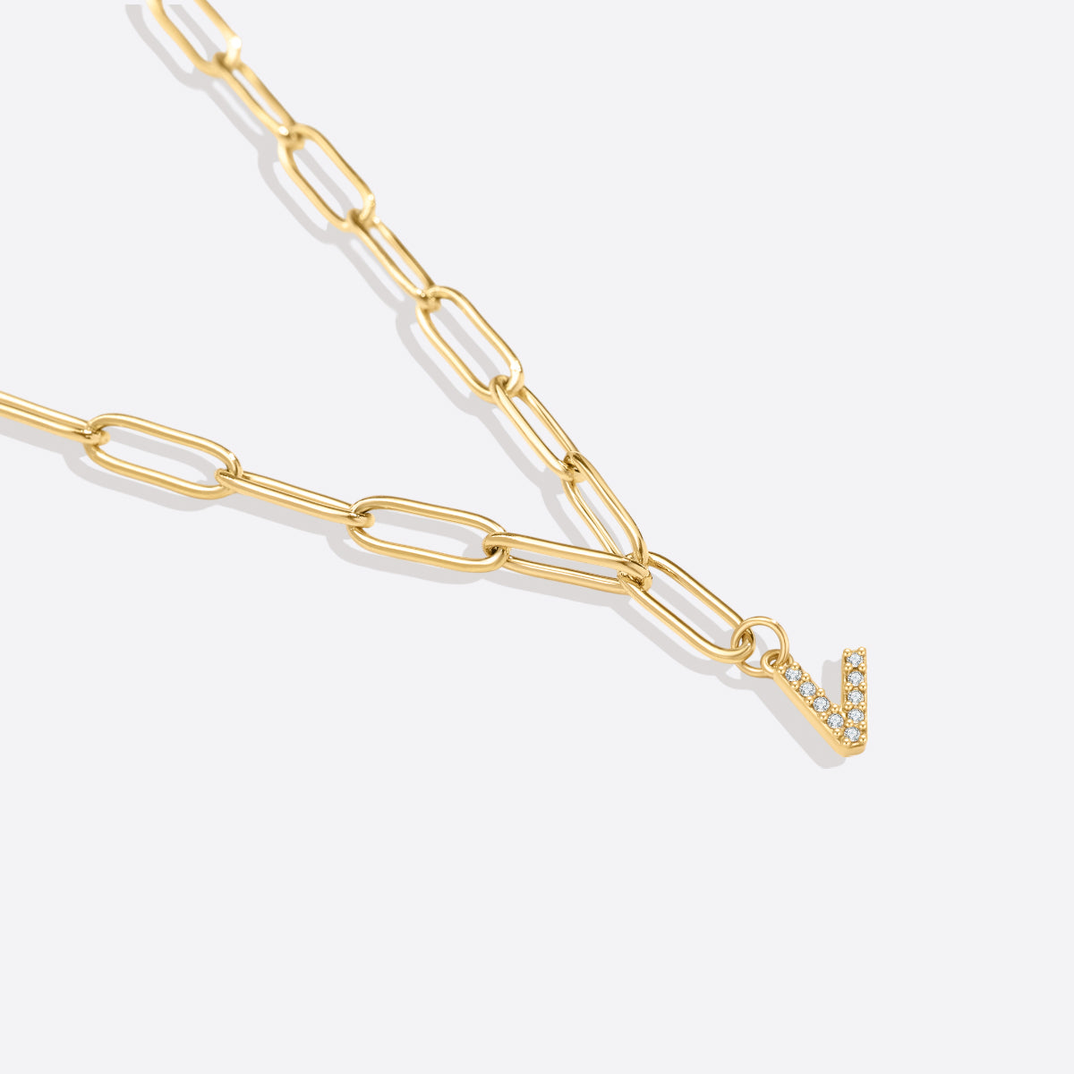 Paperclip Pave Initial Necklace