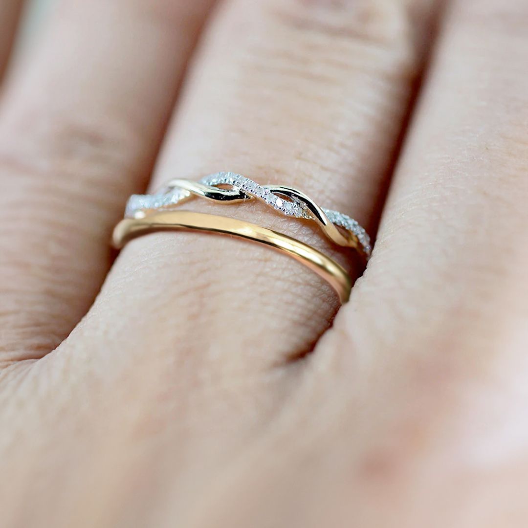 Dainty Pave Twist Stacking Ring