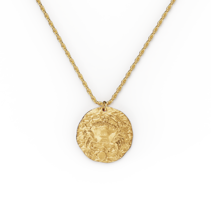 Hammered Gold Zodiac Pendant Necklace