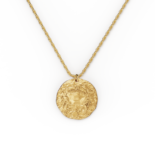 Hammered Gold Zodiac Pendant Necklace