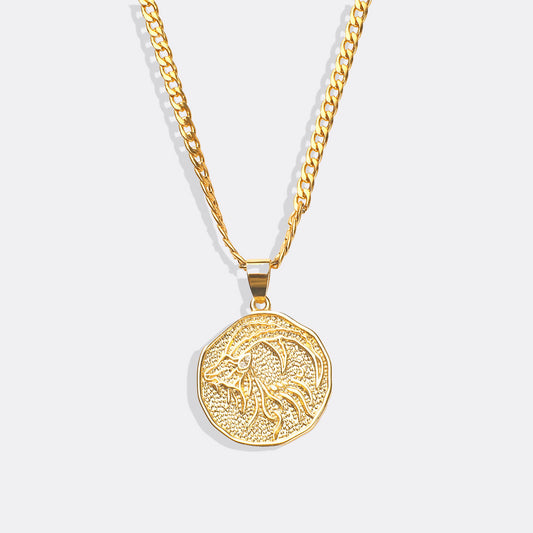 Astrological Sign Coin Pendant Necklace