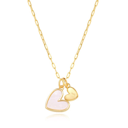 Mother Of Pearl Initial Heart Necklace