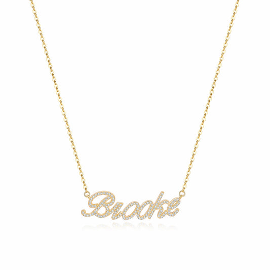 Pave Script Name Necklace