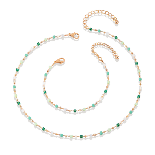 Beaded Beach Bracelet and Choker Necklace Set