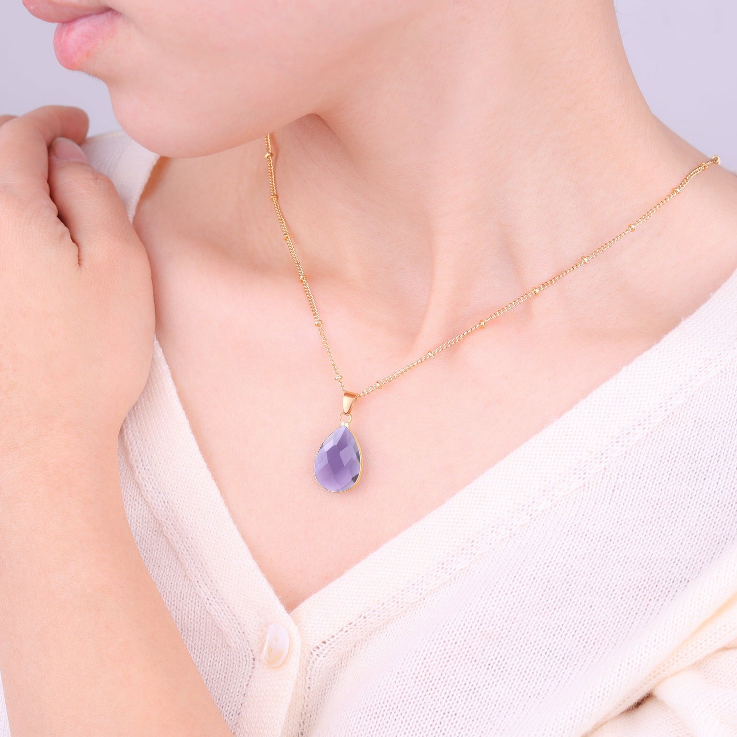 Birthstone Drop Pendant Necklace