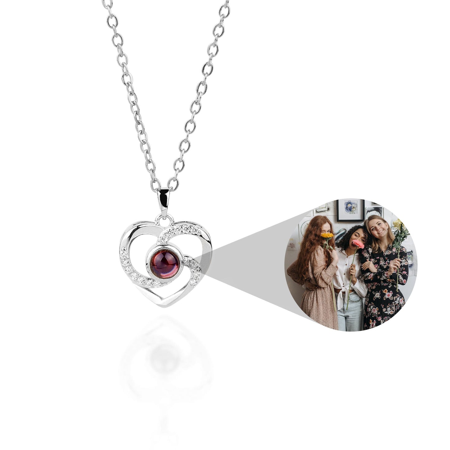 Center of My Heart Pave Photo Necklace