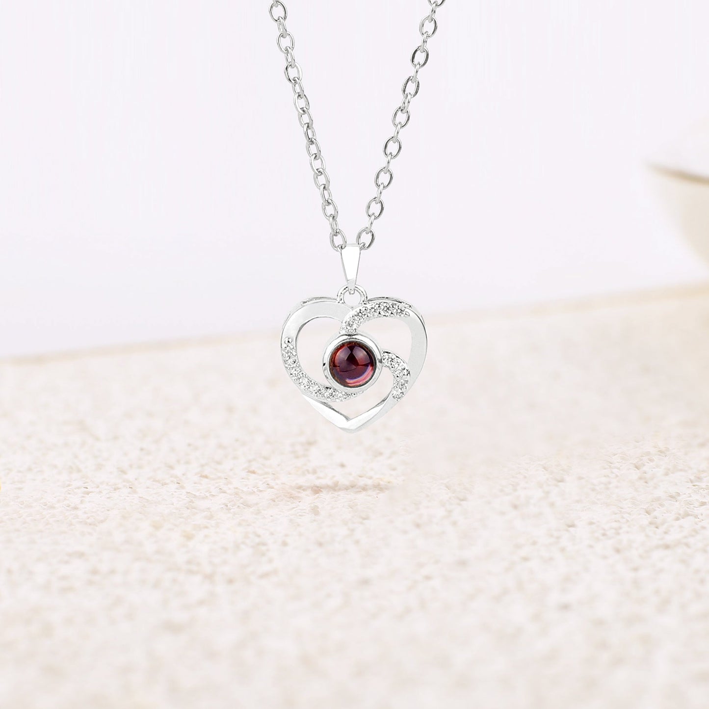 Center of My Heart Pave Photo Necklace