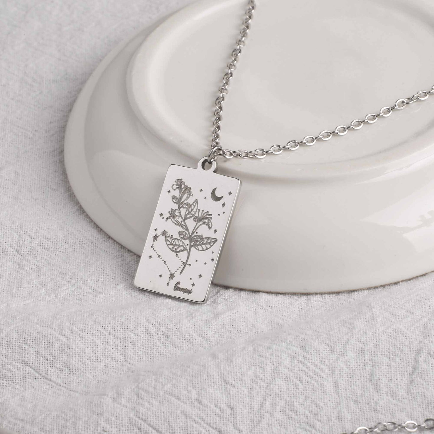 Cosmic Birth Flower Card Pendant Necklace