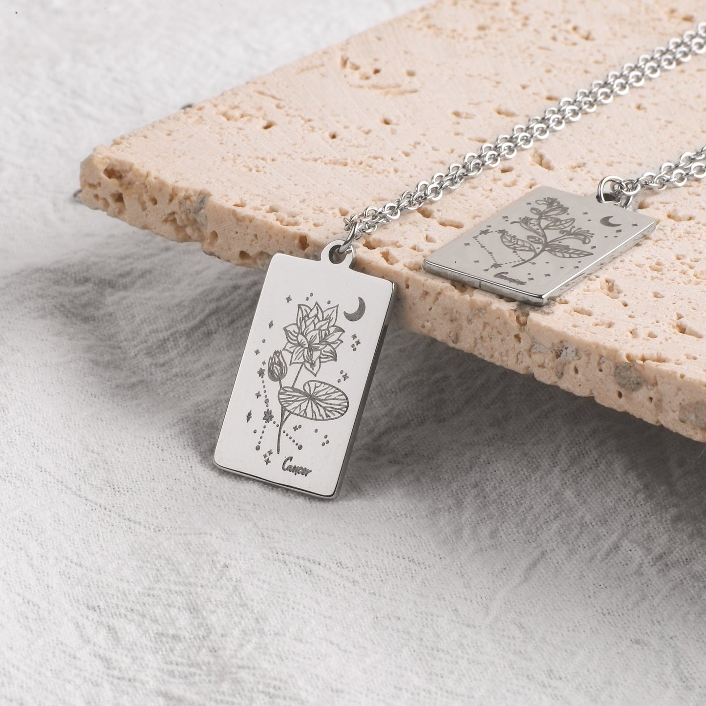 Cosmic Birth Flower Card Pendant Necklace