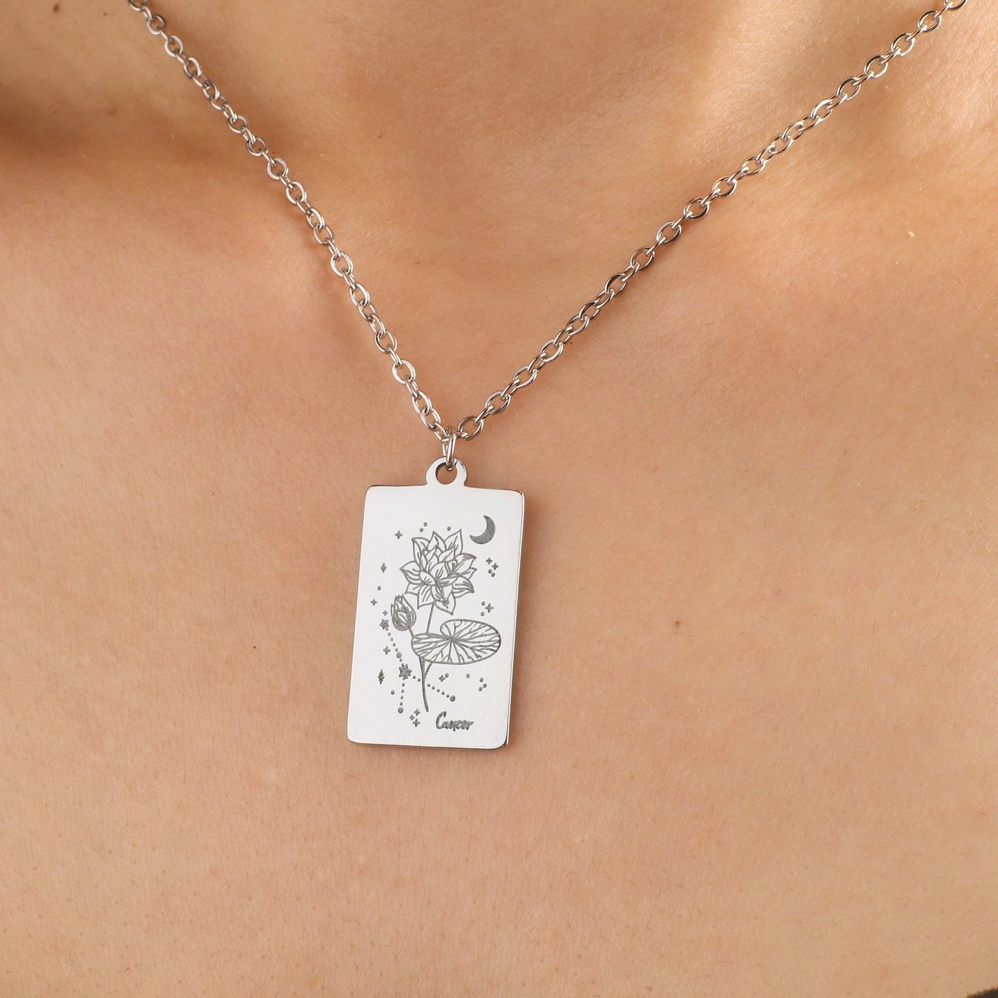 Cosmic Birth Flower Card Pendant Necklace