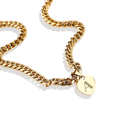 Initial Heart Curb Chain Necklace