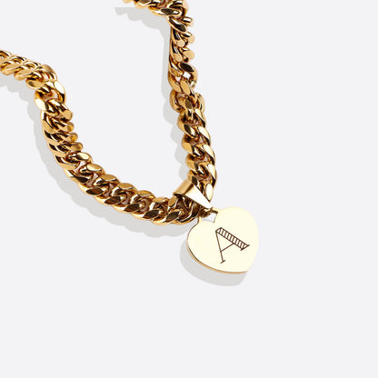 Initial Heart Curb Chain Necklace