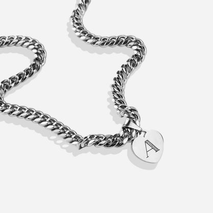 Initial Heart Curb Chain Necklace