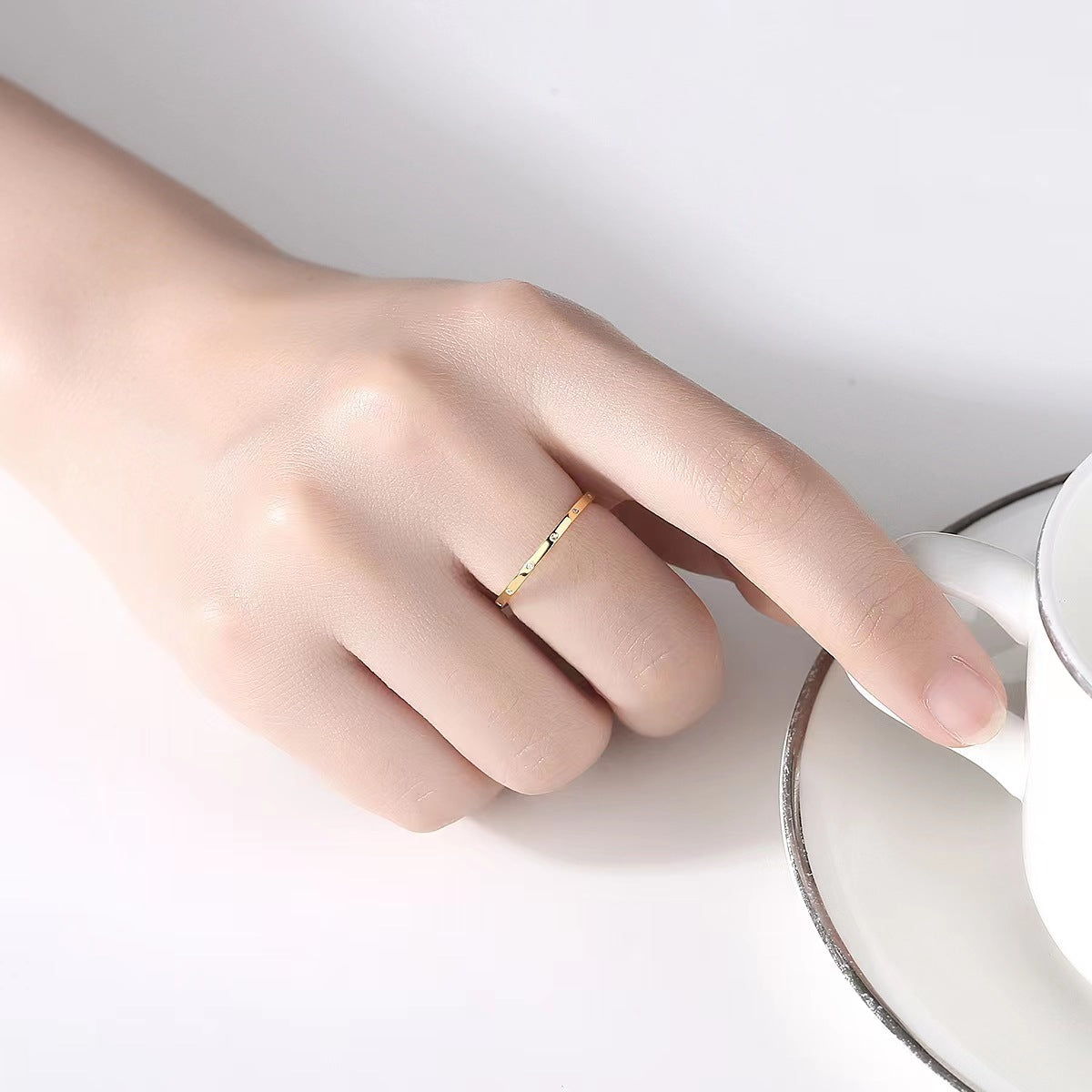 Bezel-Set Tiny Stacking Ring