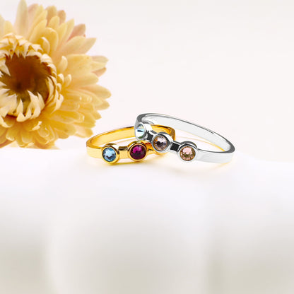 Dainty 3 Birthstone Ring