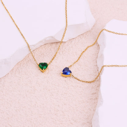 Dainty Birthstone Heart Necklace