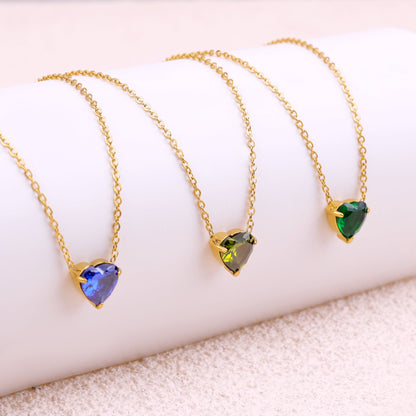 Dainty Birthstone Heart Necklace