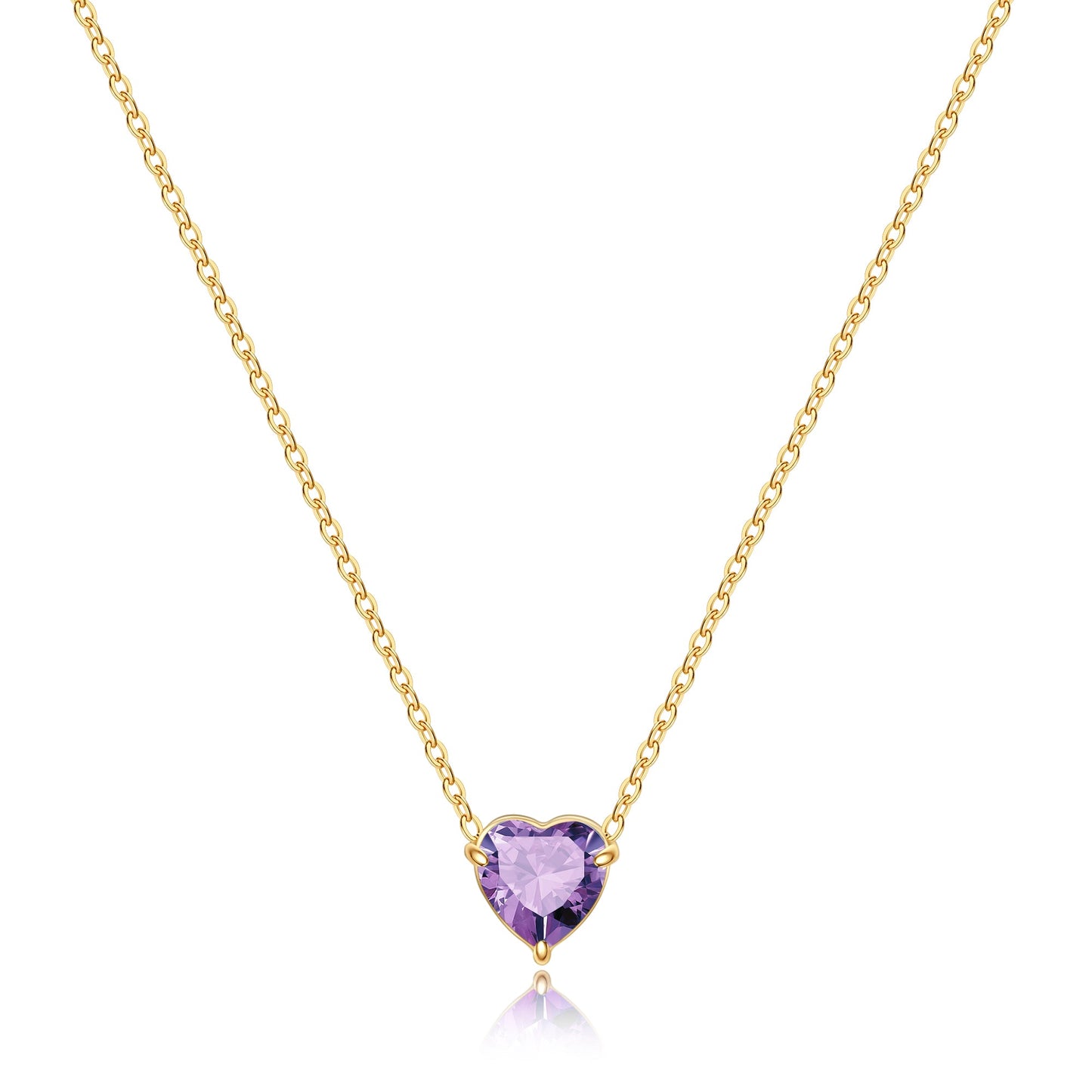 Dainty Birthstone Heart Necklace