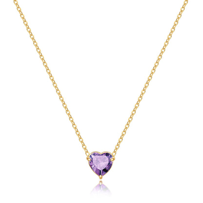 Dainty Birthstone Heart Necklace