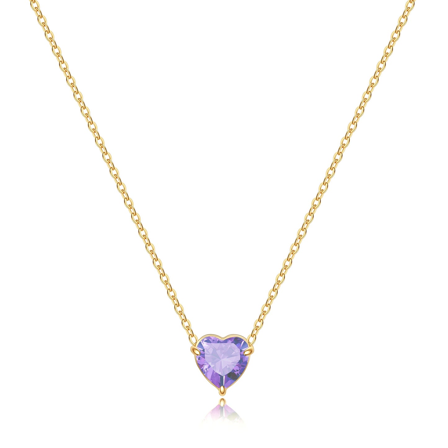 Dainty Birthstone Heart Necklace