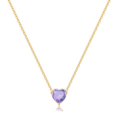 Dainty Birthstone Heart Necklace