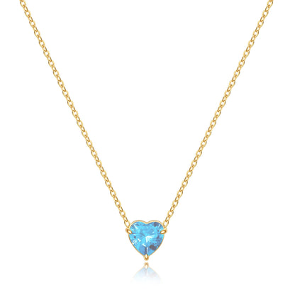 Dainty Birthstone Heart Necklace