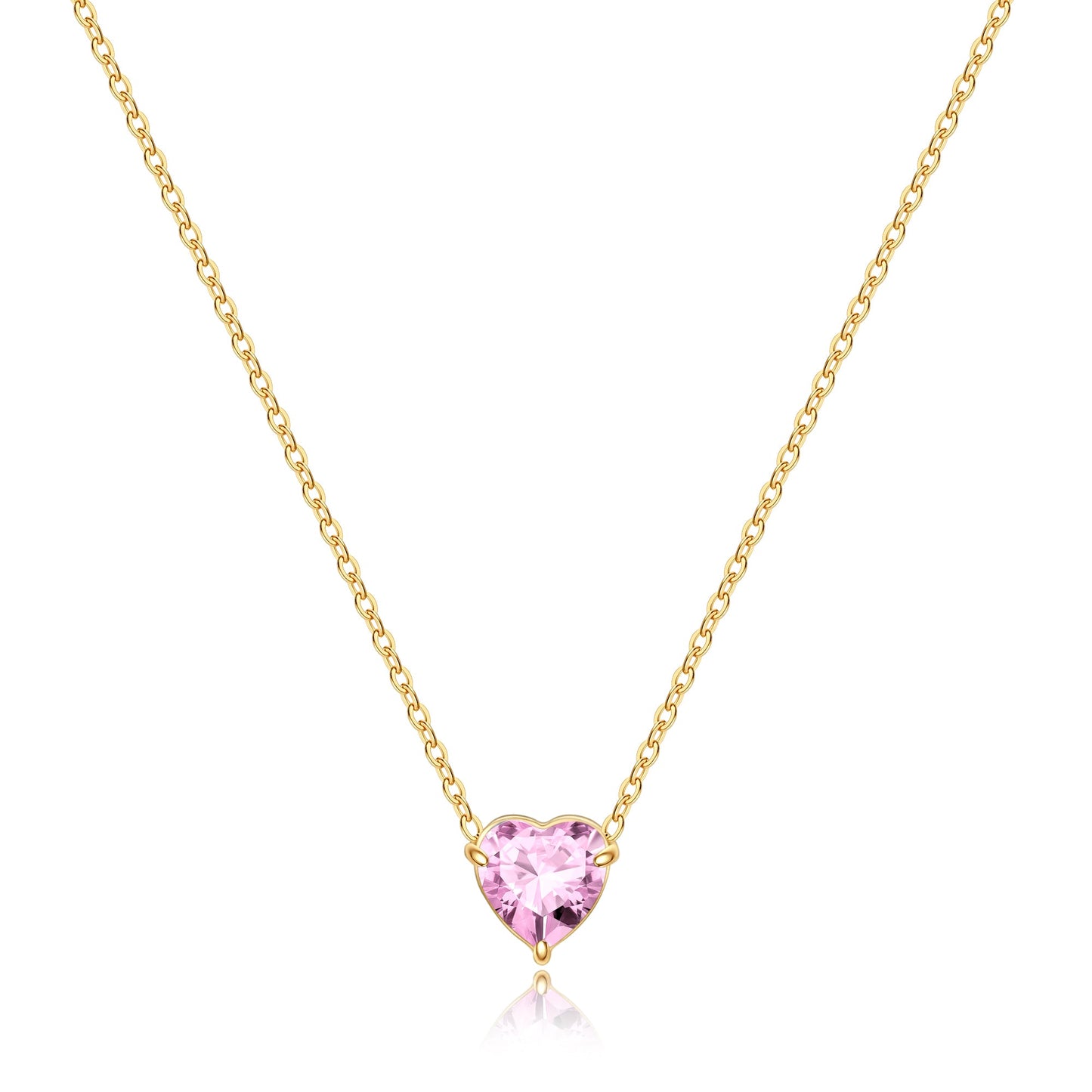 Dainty Birthstone Heart Necklace