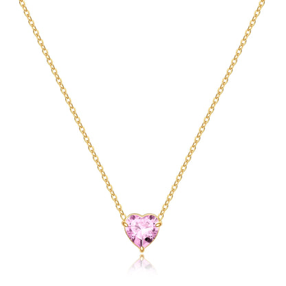 Dainty Birthstone Heart Necklace